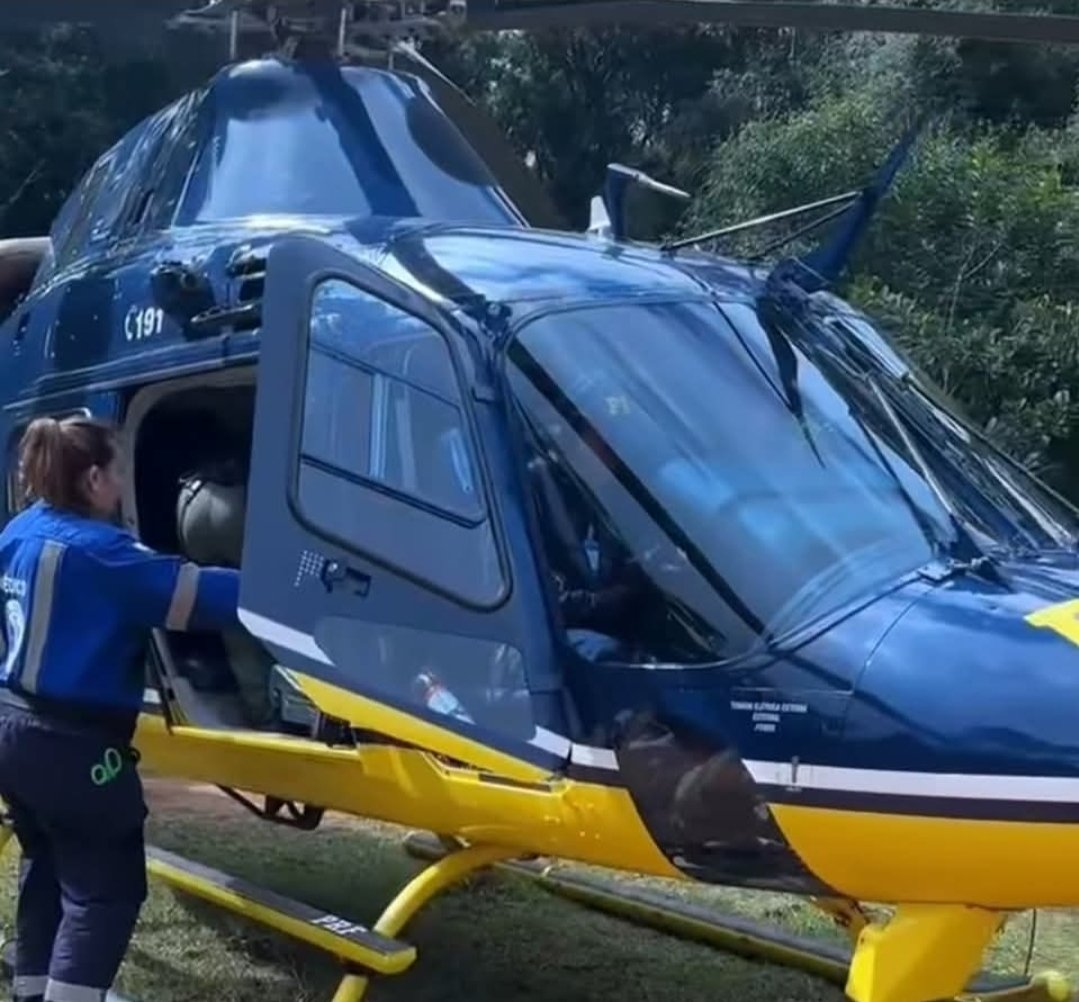 Mulher sofre queda de cavalo e é resgatada de helicóptero em Tijucas do Sul