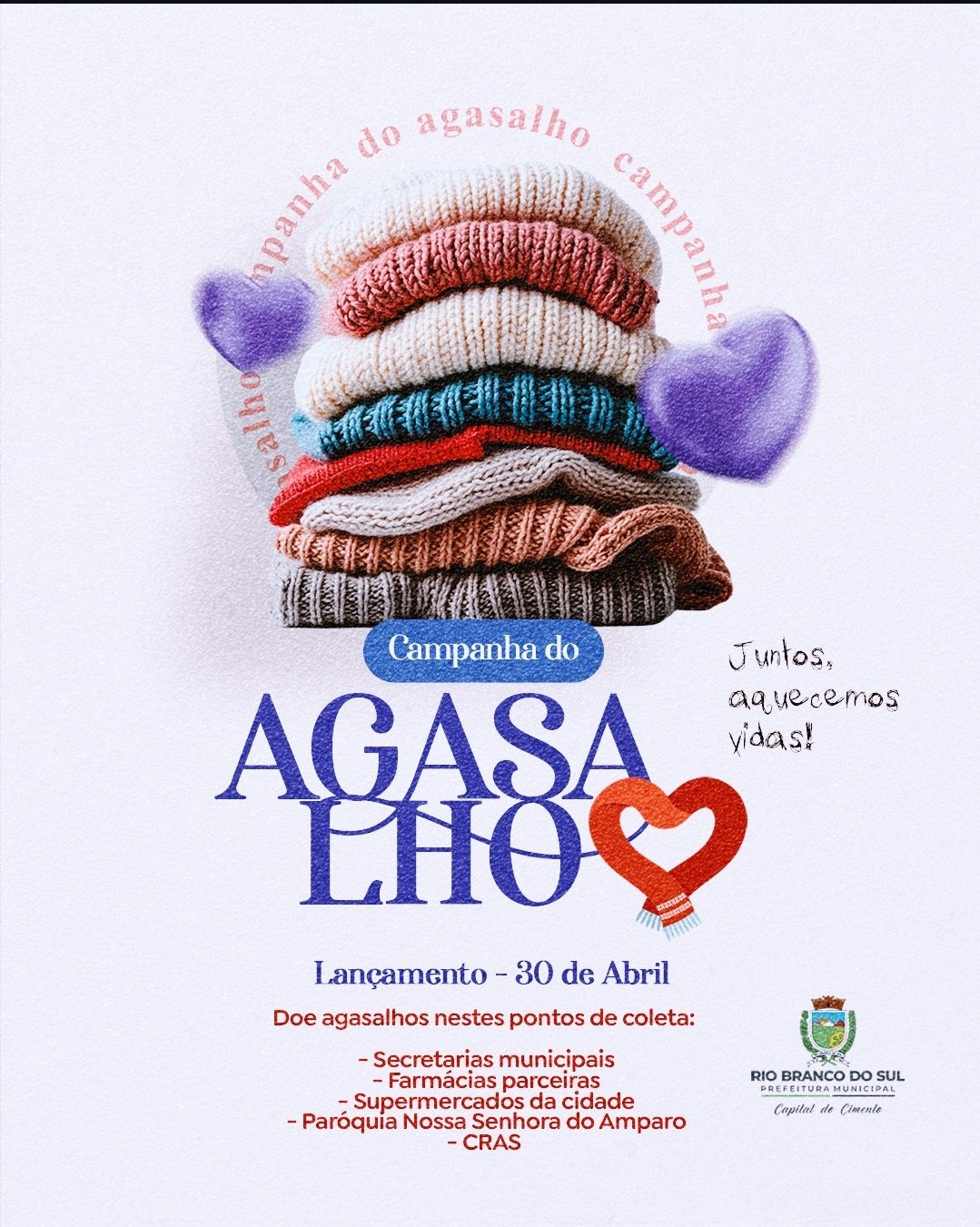 Prefeitura de Rio Branco do Sul divulga a Campanha do Agasalho 2025: