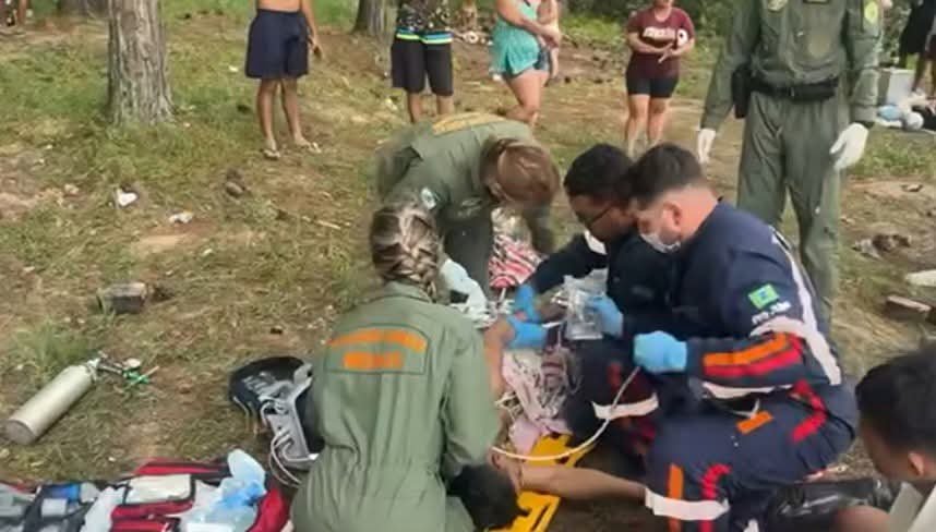 HOMEM É SOCORRIDO DE HELICÓPTERO APÓS AFOGAMENTO NA REPRESA DO PASSAÚNA.