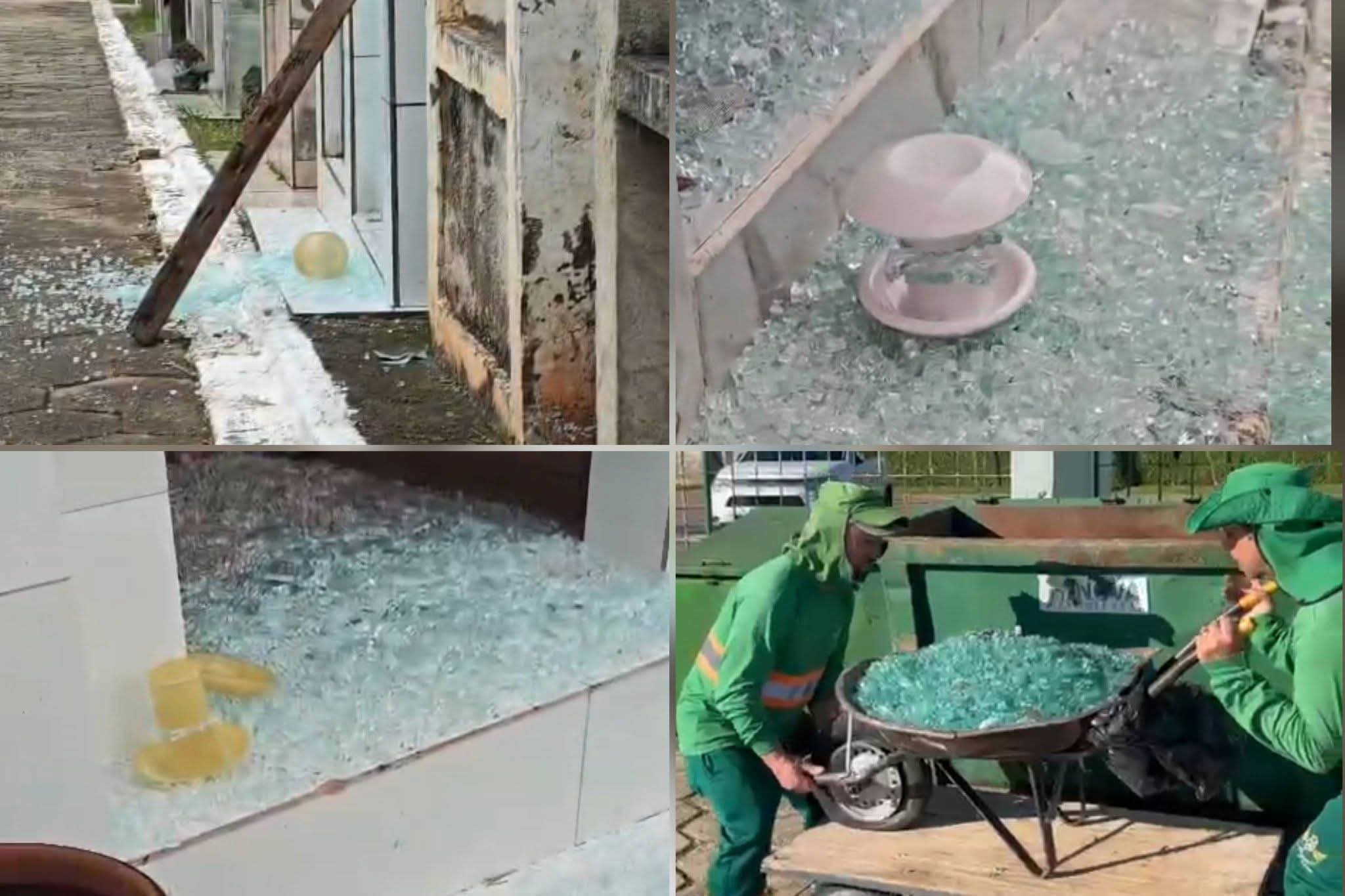 VÂNDALOS ARROMBAM 38 JAZIGOS NO CEMITÉRIO MUNICIPAL DE FAZENDA RIO GRANDE.