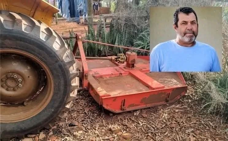 LÂMINA SE DESPRENDE DE ROÇADEIRA E MATA TRATORISTA EM PROPRIEDADE RURAL.