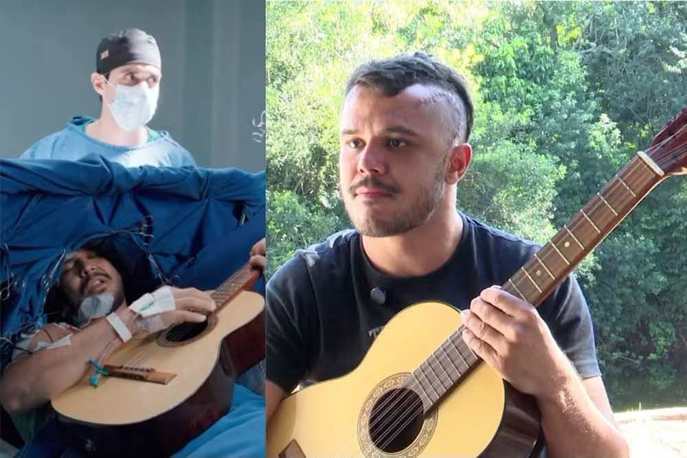 CANTOR PARANAENSE TOCA VIOLA DURANTE CIRURGIA PARA RETIRADA DE TUMOR NO CÉREBRO.