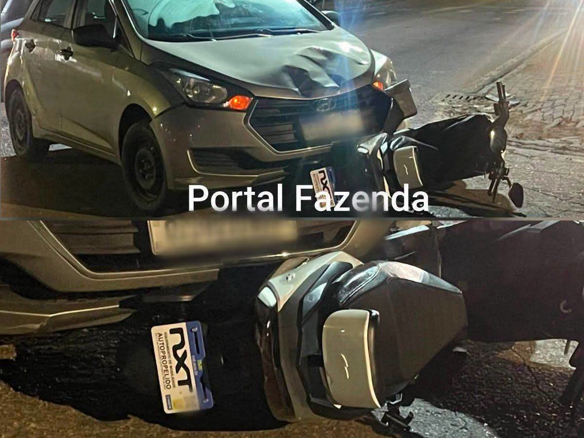 PAI E FILHO SOFREM ACIDENTE APÓS SAÍDA DE SUPERMERCADO EM FAZENDA RIO GRANDE.