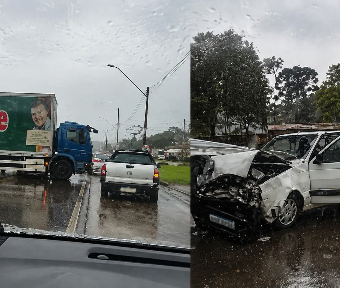ACIDENTE NA RODOVIA DOS MINÉRIOS ENTRE CAMINHÃO E CARRO.