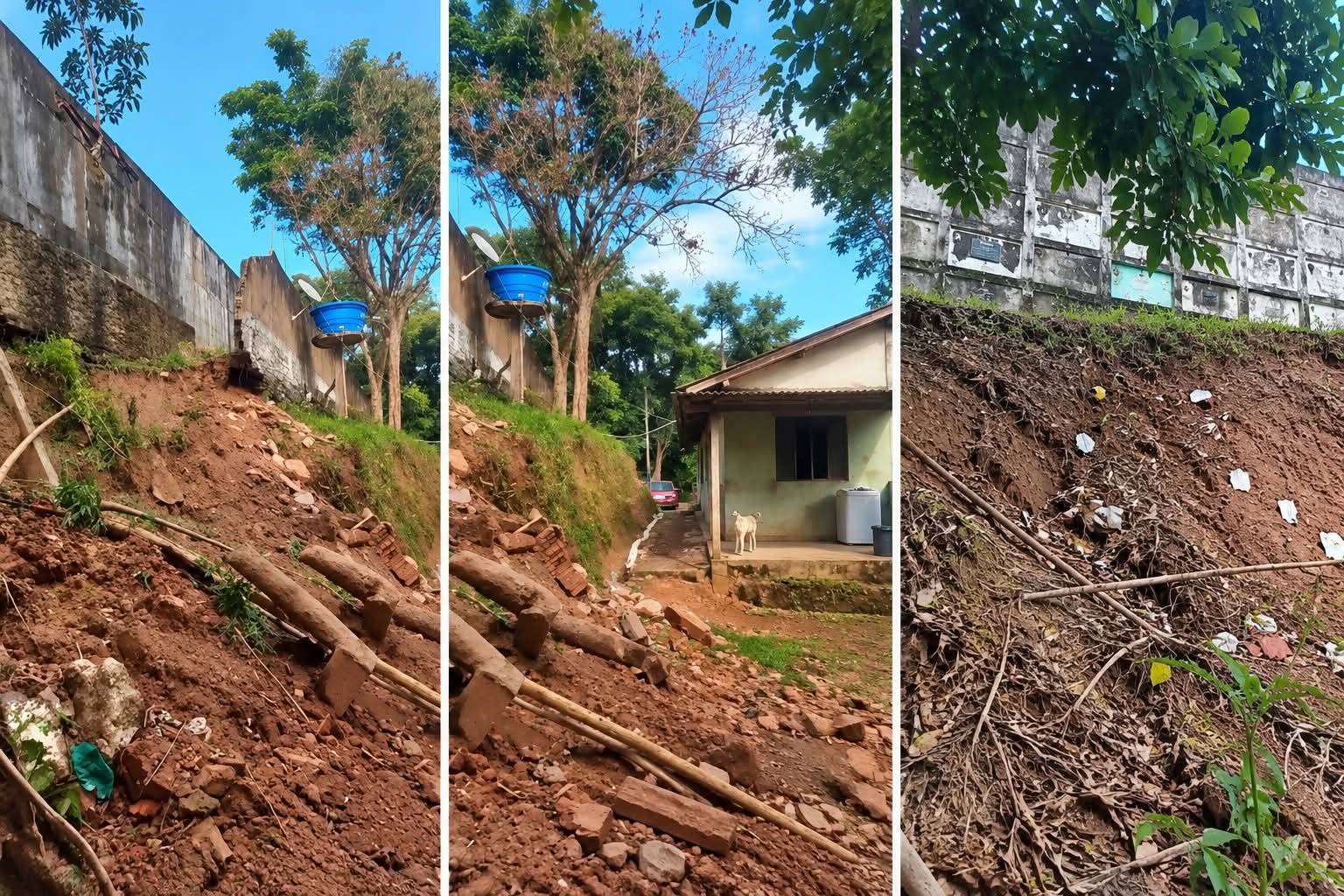 MORADORA DE CERRO AZUL TEME DESABAMENTO DE MURO DE CEMITÉRIO ANTES DE NOVAS CHUVAS.